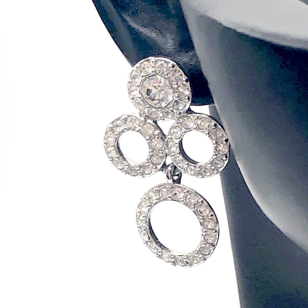 Kate Spade Delicate Dots CZ Pave Circle Drop Earrings Silver Tone